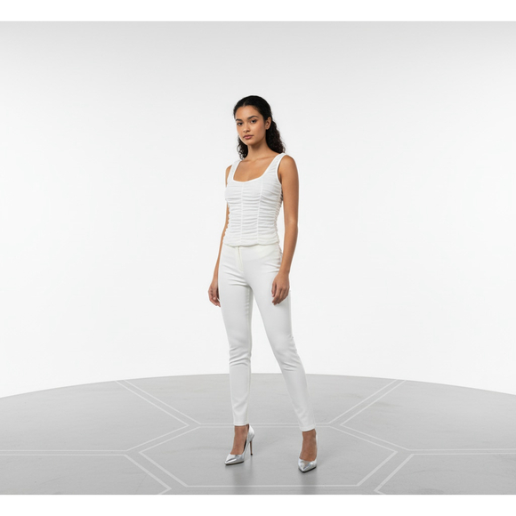 Shinestar White Ruched Tank Top Size L - Picture 7 of 7